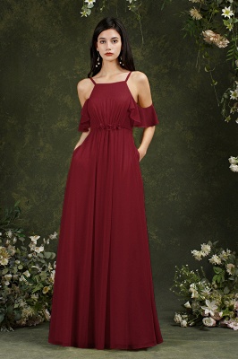 Gelbes Halter-Rüschen-Chiffon- Brautjunfer-Kleid-langes Hochzeitsfest-Kleid_2