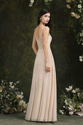 Elegant Sleeveless Aline Bridesmaid Dress V-Neck Long Evening Dress_18