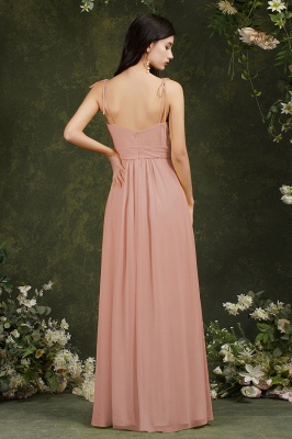 Spaghetti Straps Side Slit Bridesmaid Dress Sleeveless Prom Dress_6