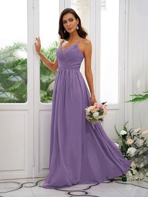 Elegant Ruched Chiffon Long Bridesmaid Dress Sleeveless Evening Maxi Swing Dress_43