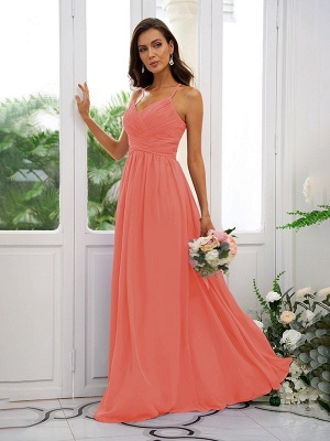 Elegant Ruched Chiffon Long Bridesmaid Dress Sleeveless Evening Maxi Swing Dress_31