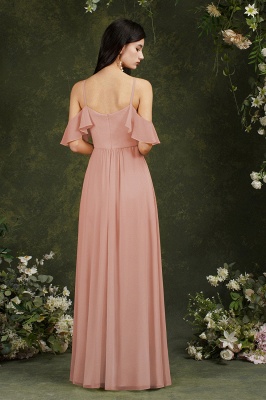 Chic Halter Ruffles Chiffon Bridesmaid Dress Long Wedding Party Dress_10