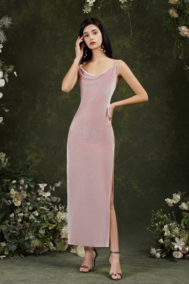 Sexy Träger Samt Etui Abendkleid Seitenschlitz Meerjungfrau Schlankes Partykleid_3