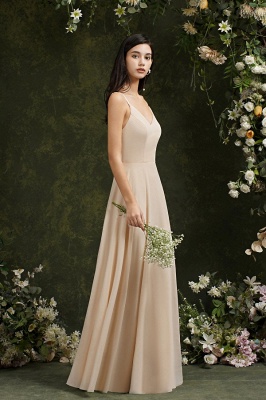 Elegant Sleeveless Aline Bridesmaid Dress V-Neck Long Evening Dress_17