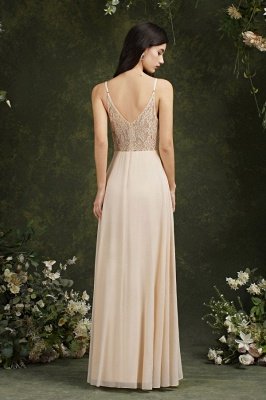 Elegant Sleeveless Aline Bridesmaid Dress V-Neck Long Evening Dress_15
