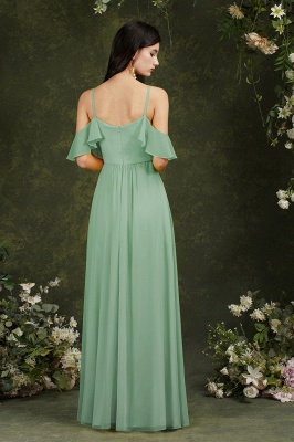 Chic Halter Ruffles Chiffon Bridesmaid Dress Long Wedding Party Dress_6