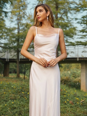 Backless Satin Slim Wedding Party Dress Sleeveless Maxi Bridesmaid Dress_6