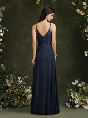 Elegant Sleeveless Aline Bridesmaid Dress V-Neck Long Evening Dress_9