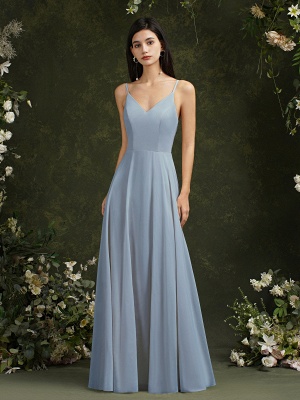 Elegant Sleeveless Aline Bridesmaid Dress V-Neck Long Evening Dress_5