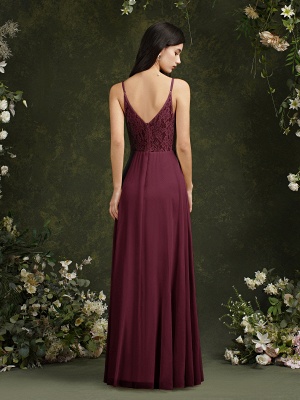 Elegant Sleeveless Aline Bridesmaid Dress V-Neck Long Evening Dress_11