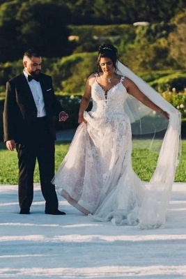 Elegantes Aline-Hochzeitskleid, ärmelloses Garten-Brautkleid mit V-Ausschnitt_5