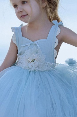 Light Sky Blue Princess Flower Girl's Dresses Sleeveless Ball Gown Party Dress for Kids_8