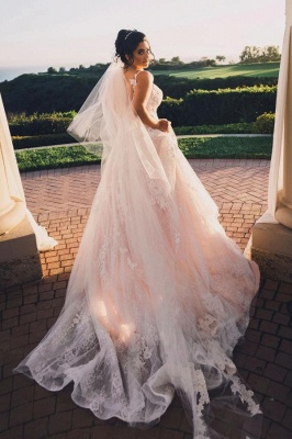 Elegante vestido de novia Aline sin mangas con cuello en V vestido de novia de jardín_2