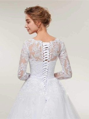 Stunning White Floral Lace Appliques Long Sleeves Aline Wedding Gown_6