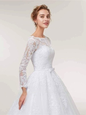 Stunning White Floral Lace Appliques Long Sleeves Aline Wedding Gown_2