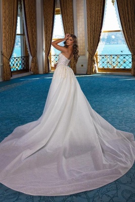 Stilvolles Meerjungfrau-Hochzeitskleid mit langem Sweep-Zug_2