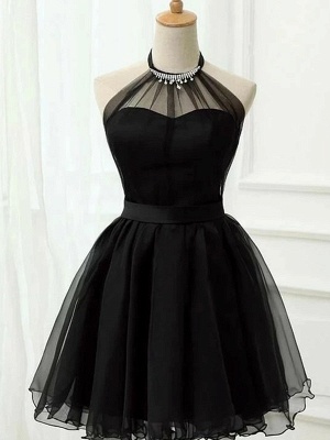 Tulle Ruffles Halter Sleeveless Short Prom Dresses A-Line Homecoming Dress_1