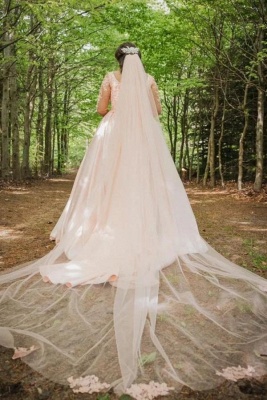 Romantic Long Sleeves Wedding Dress Satin Princess Bridal Dress_2