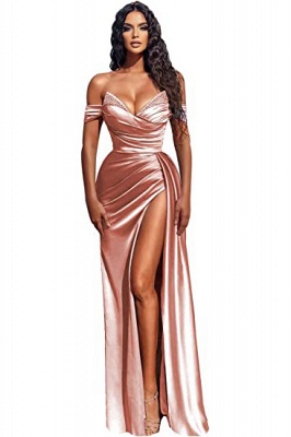 Sexy schulterfreies Satin-Meerjungfrau-Abschlussballkleid mit abnehmbarem Schwanz_4