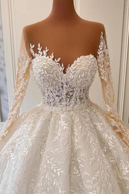 Superbe robe de mariée Aline florale chérie robe de mariée à manches longues_3