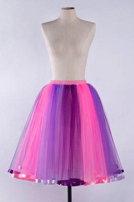 Rainbow Knee Length Skirt Layered Tulle Skirt Girls Colorful Costumes_11