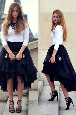 Tulle Hi-Lo Ruffle Skirt for Women Girls Satin  Skirt