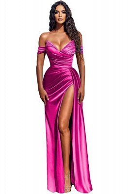 Robe de bal sirène sexy en satin à épaules dénudées avec queue amovible_7