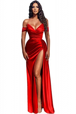Sexy Off-the-Shoulder Satin Mermaid Prom Dress with Detachable Tail_6