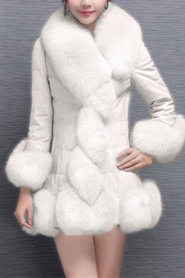 Fluffy Pockets Buttoned A-line Fur and Shearling Coat_8