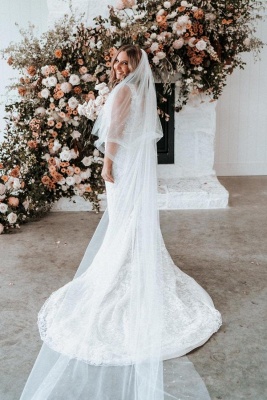 Elegant V-Neck Floral Lace Mermaid Bridal Dress Sleeveless Beach Wedding Dress_3