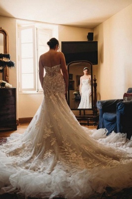 Robe de mariée sirène chérie romantique sans manches robe de mariée en dentelle florale 3D