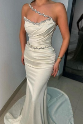 Amazing Satin Beadings Slim Mermaid Prom Dress_3