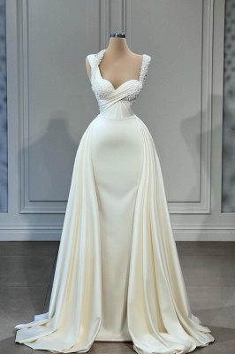 Amazing Satin Long Evening Dress with Glitter Beadings Sweetheart Prom Dress_1