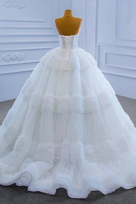 Sweetheart Ball Gown Wedding Dress Sleeveless Puffy Bridal Gown_2