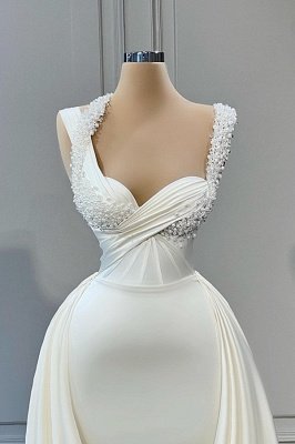 Increíble vestido de noche largo de satén con listones de brillo Vestido de fiesta de novia_2