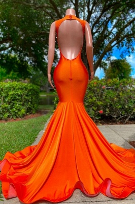 Luxury Deep V-Neck Mermaid Prom Dress 3D Beadings Stretch Satin Party Gown_3