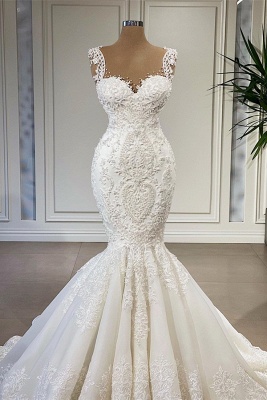 Glamorous White Sweetheart Bridal Gown with Floral Lace_2
