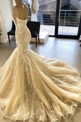 Elegant Sweetheart Strapless Tulle Lace Mermaid Bridal Gown_2