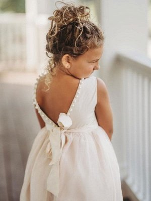 Ivory Ankle-Length Flower Girl Dresses Princess Formal Kids Dresses Sleeveless_7
