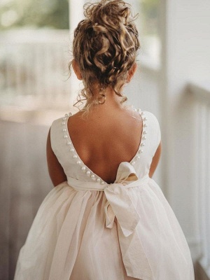Ivory Ankle-Length Flower Girl Dresses Princess Formal Kids Dresses Sleeveless_6