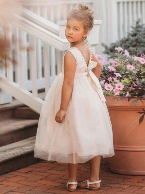 Ivory Ankle-Length Flower Girl Dresses Princess Formal Kids Dresses Sleeveless_3