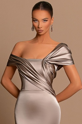 Off-the-épaule charmante robe de bal sirène mince robe longue en satin pour occasion spéciale_6