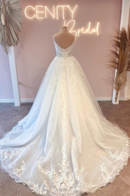 Robe de mariée chic chérie A-ligne robe de mariée en dentelle florale en tulle_2