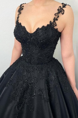 Chic Sweetheart Aline Evening Dress Lace Appliques Straps Formal Dress for Women_4