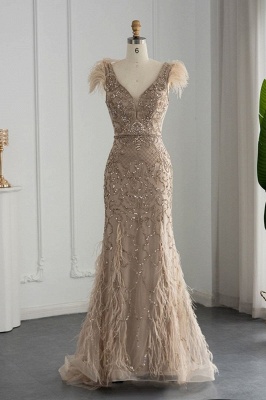 Wunderschönes Meerjungfrau-Abendkleid mit V-Ausschnitt und glitzernden Pailletten, langes Hochzeitskleid_1