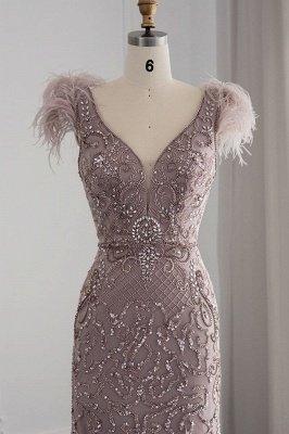 Wunderschönes Meerjungfrau-Abendkleid mit V-Ausschnitt und glitzernden Pailletten, langes Hochzeitskleid_9