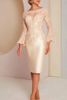 Elegant mother of the bride dresses with sleeves | Short Satin Wedding Party Dresses