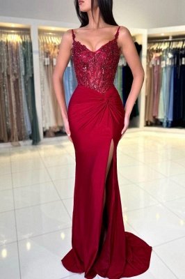 Charming Sweetheart Sequins Mermaid Prom Dress with Front Slit