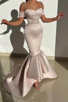 Stylish Sweetheart Ruched Satin Bodycon Prom Dress Off-the-Shoulder