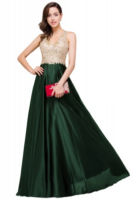 EMMALINE | A-Line Floor-Length V-neck Appliques Prom Dresses_5